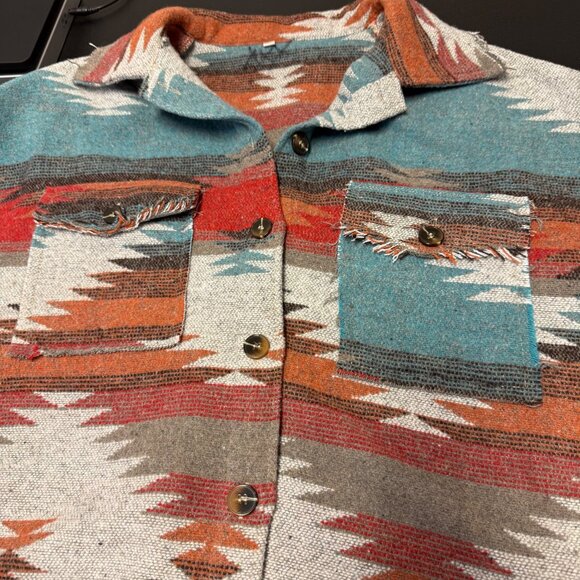 Southwestern Style Button-Up Jacket Shacket Oversized Women’s size Large - Picture 5 of 10